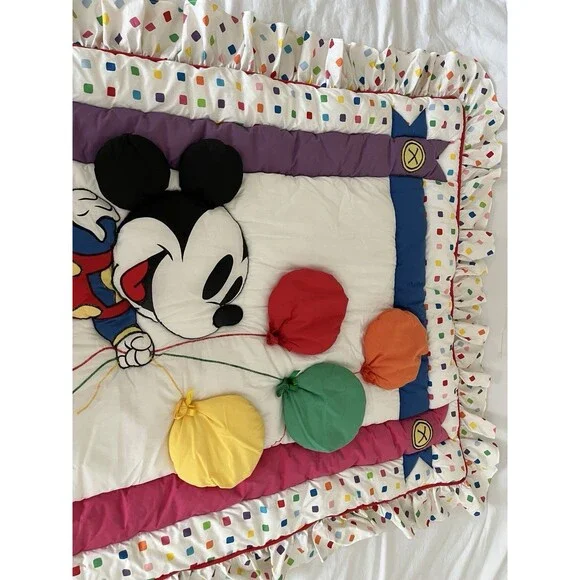 Disney Babies Mickey Mouse Balloons primary colors  Crib Sized Blanket Comforter - Picture 5 of 16